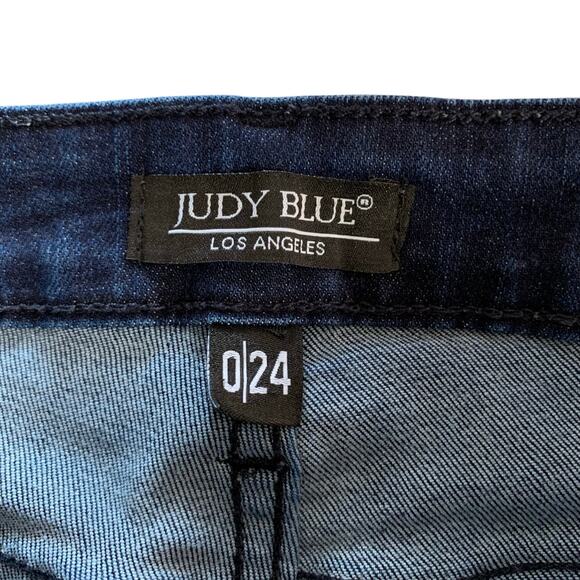 Judy Blue Boyfriend Fit Jeans Dark Wash Stretchy Distressed JB8114DK Women's 0 - Picture 8 of 10